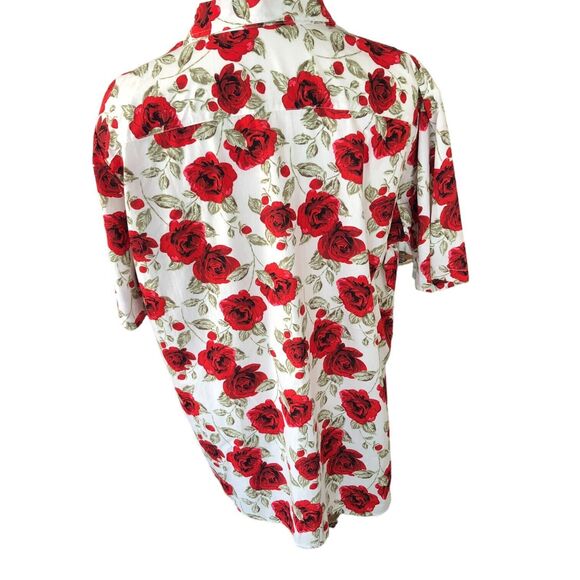 JOGAL Men's Red Rose Short Sleeve Casual Button Down 100% Cotton‎ Shirt Sz XXL - Picture 6 of 11